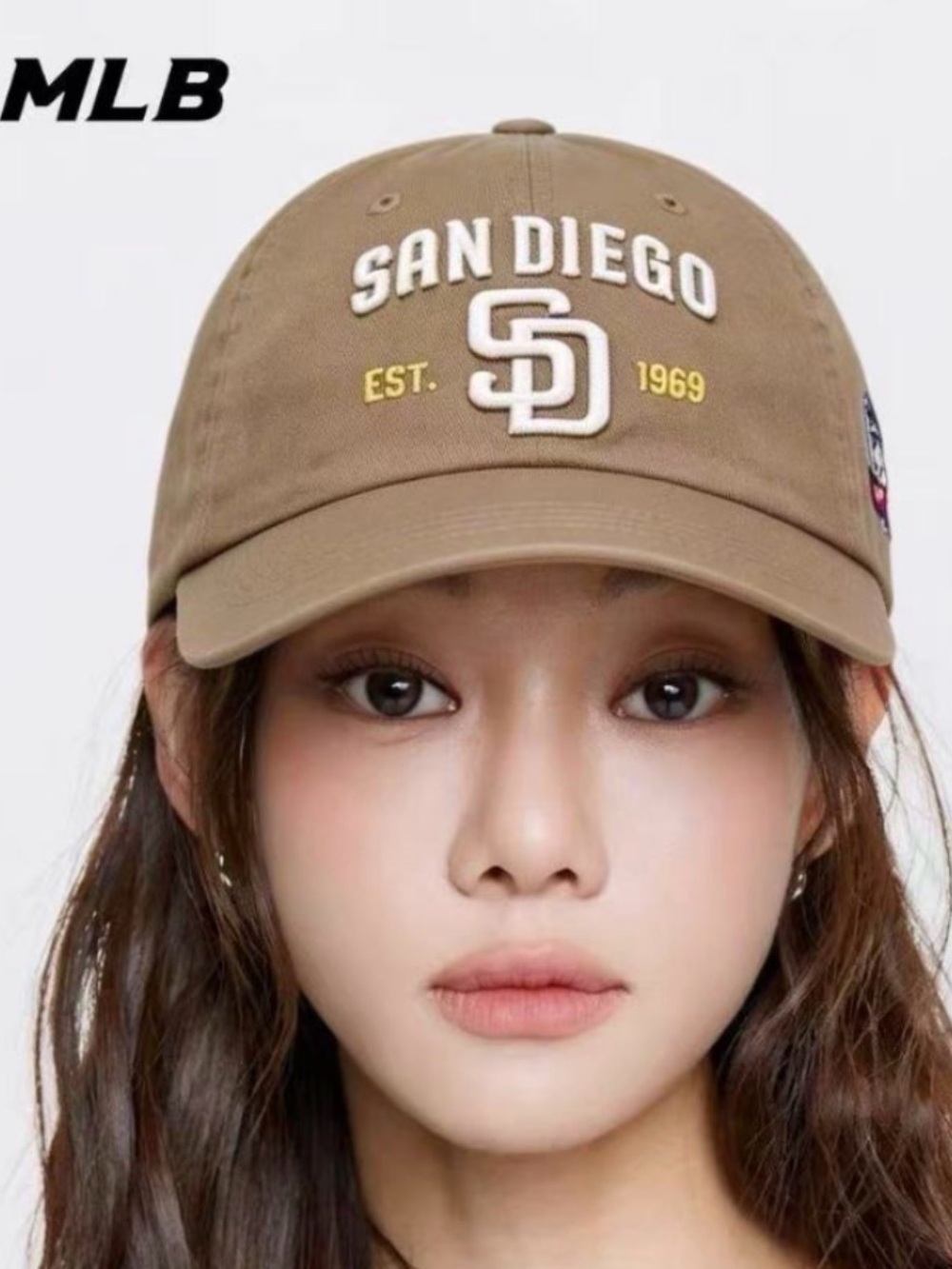 MLB Tan Embroidered Baseball Cap with Excellent Condition